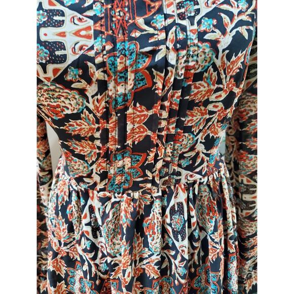 Forever21 Women Multicolor Rayon Round Neck Long Sleeve Knee Length Dress Size S - Picture 3 of 11